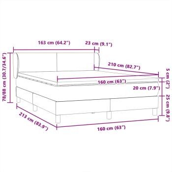 Boxspringbett mit Matratze Schwarz 160x210 cm Samt
