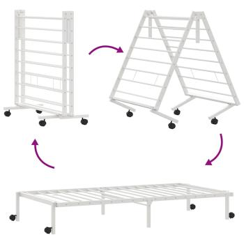 Bettgestell ohne Matratze Klappbar Weiß 100x190 cm Stahl