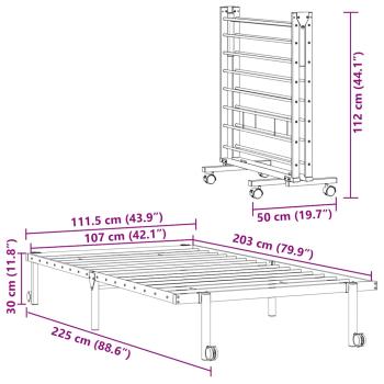 Bettgestell ohne Matratze Klappbar Schwarz 107x203 cm Stahl