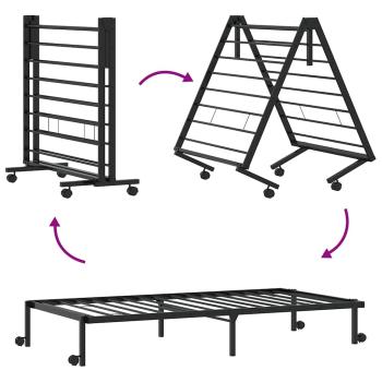 Bettgestell ohne Matratze Klappbar Schwarz 107x203 cm Stahl