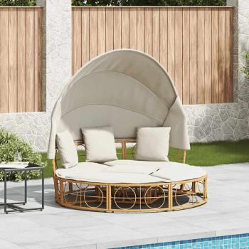 ARDEBO.de - Outdoor-Loungebett mit Dach und Kissen Poly Rattan