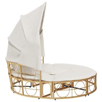 Outdoor-Loungebett mit Dach und Kissen Poly Rattan