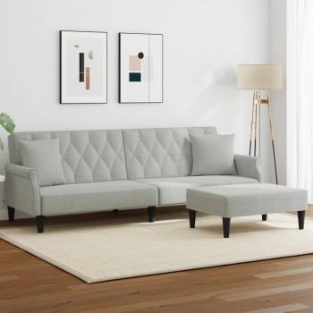ARDEBO.de - Schlafsofa 2-Sitzer mit Kissen und Fußhocker Hellgrau Samt