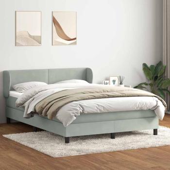 Boxspringbett mit Matratze Hellgrau 140x210 cm Samt