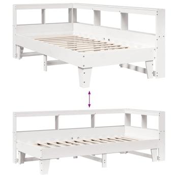 Massivholzbett mit Regal ohne Matratze Weiß 90x200 cm Kiefer