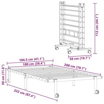 Bettgestell ohne Matratze Klappbar Weiß 100x200 cm Stahl