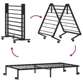 Bettgestell ohne Matratze Klappbar Schwarz 90x200 cm Stahl