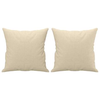 2-tlg. Sofagarnitur mit Kissen Creme Stoff