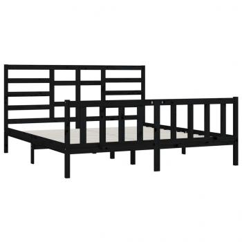 Massivholzbett Schwarz Kiefer 200x200 cm
