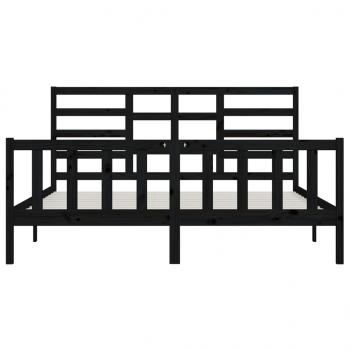 Massivholzbett Schwarz Kiefer 200x200 cm
