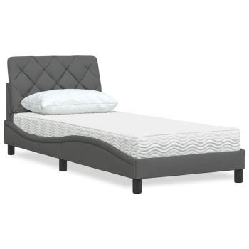 ARDEBO.de - Bett mit Matratze Dunkelgrau 80x200 cm Stoff