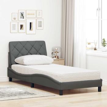 Bett mit Matratze Dunkelgrau 80x200 cm Stoff