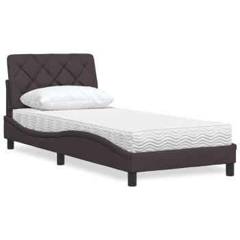 ARDEBO.de - Bett mit Matratze Dunkelbraun 90x200 cm Stoff