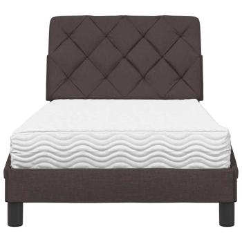 Bett mit Matratze Dunkelbraun 90x200 cm Stoff