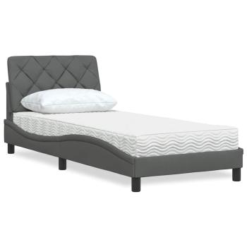 ARDEBO.de - Bett mit Matratze Dunkelgrau 90x200 cm Stoff