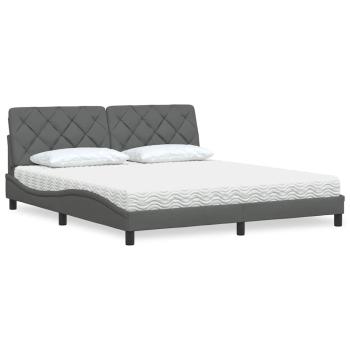 ARDEBO.de - Bett mit Matratze Dunkelgrau 180x200 cm Stoff