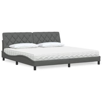 ARDEBO.de - Bett mit Matratze Dunkelgrau 200x200 cm Stoff