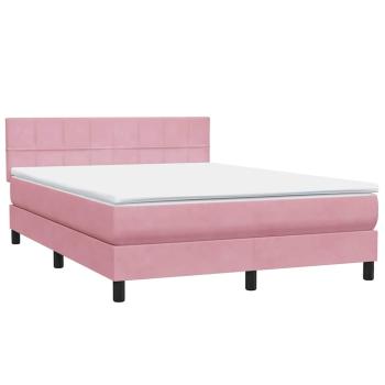 Boxspringbett mit Matratze Rosa 140x210 cm Samt