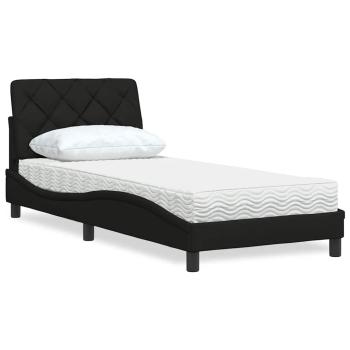 ARDEBO.de - Bett mit Matratze Schwarz 90x190 cm Stoff