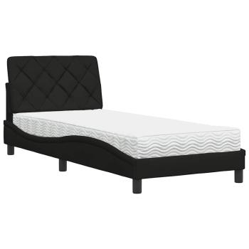 Bett mit Matratze Schwarz 90x190 cm Stoff