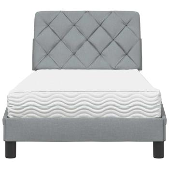 Bett mit Matratze Hellgrau 80x200 cm Stoff