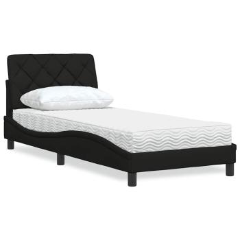 ARDEBO.de - Bett mit Matratze Schwarz 90x200 cm Stoff