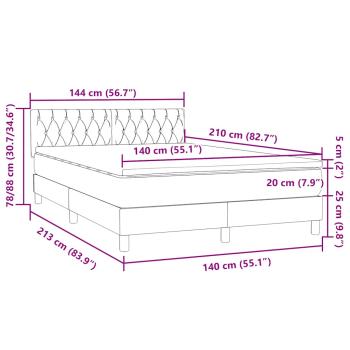 Boxspringbett mit Matratze Dunkelgrau 140x210 cm Samt