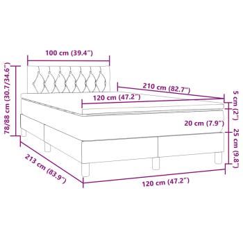 Boxspringbett mit Matratze Hellgrau 120x210 cm Samt