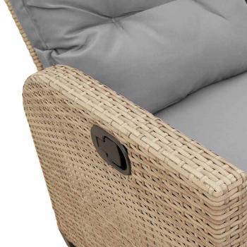 3-tlg. Garten-Sofagarnitur mit Kissen L-Form Beige Poly Rattan