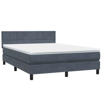 Boxspringbett mit Matratze Dunkelgrau 140x210 cm Samt