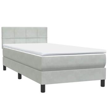 Boxspringbett mit Matratze Hellgrau 90x210 cm Samt