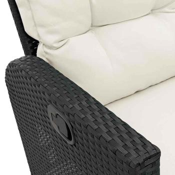 3tlg. Garten-Sofagarnitur mit Kissen L-Form Schwarz Poly Rattan