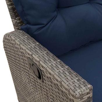 ARDEBO.de - 3-tlg. Garten-Sofagarnitur mit Kissen L-Form Grau Poly Rattan
