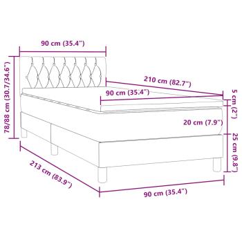 Boxspringbett mit Matratze Schwarz 90x210 cm Samt