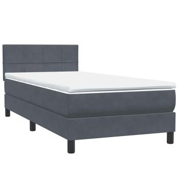 Boxspringbett mit Matratze Dunkelgrau 80x220 cm Samt