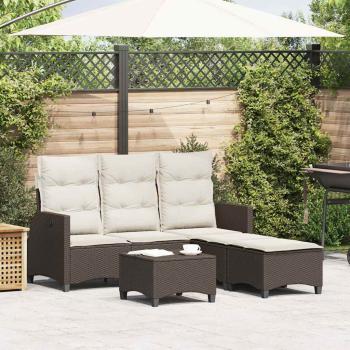 ARDEBO.de - 3-tlg. Garten-Sofagarnitur mit Kissen L-Form Braun Poly Rattan