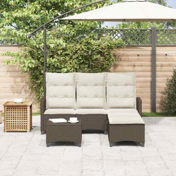 3-tlg. Garten-Sofagarnitur mit Kissen L-Form Braun Poly Rattan