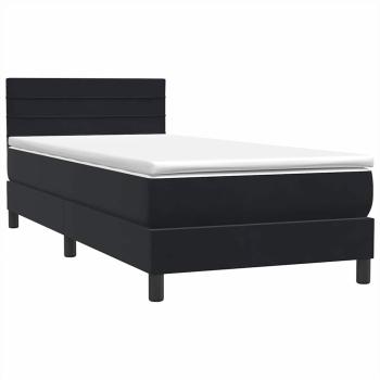 Boxspringbett mit Matratze Schwarz 90x210 cm Samt