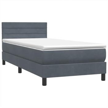 Boxspringbett mit Matratze Dunkelgrau 90x220 cm Samt