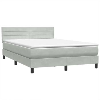 Boxspringbett mit Matratze Hellgrau 140x210 cm Samt