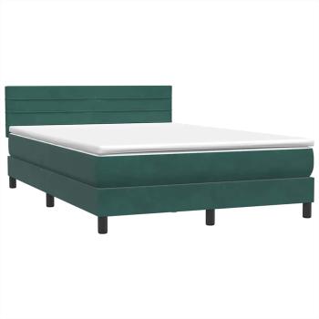 Boxspringbett mit Matratze Dunkelgrün 140x210 cm Samt