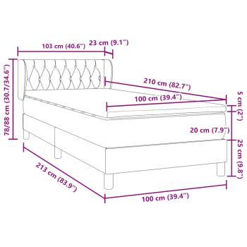 Boxspringbett mit Matratze Dunkelgrau 100x210 cm Samt