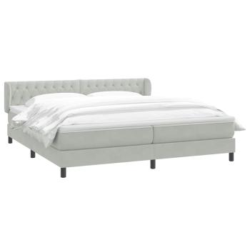 Boxspringbett mit Matratzen Hellgrau 180x220 cm Samt