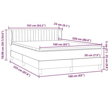 Boxspringbett mit Matratze Hellgrau 160x220 cm Samt