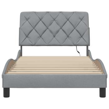 Bettgestell mit LED ohne Matratze Hellgrau 100x200 cm Stoff