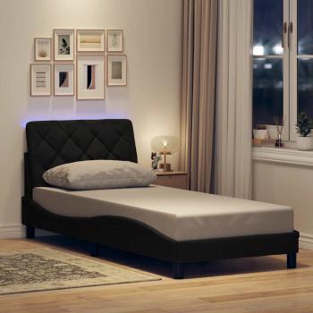 ARDEBO.de - Bettgestell mit LED ohne Matratze Schwarz 90x190 cm Stoff