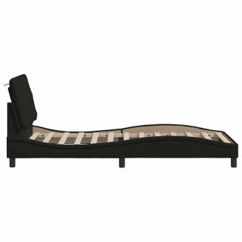Bettgestell mit LED ohne Matratze Schwarz 90x190 cm Stoff