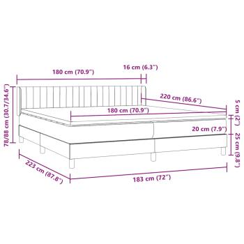 Boxspringbett mit Matratze Hellgrau 180x220 cm Samt