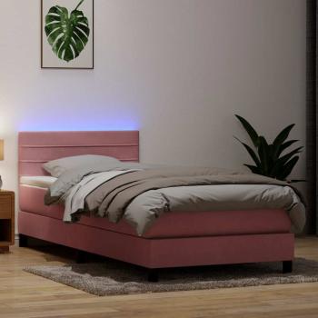 ARDEBO.de - Boxspringbett mit Matratze Rosa 80x220 cm Samt