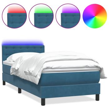 Boxspringbett mit Matratze Dunkelblau 80x210 cm Samt
